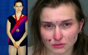 Kerri Blakinger, Ivy League student and promising figure skater, before and after her heroin addiction.
